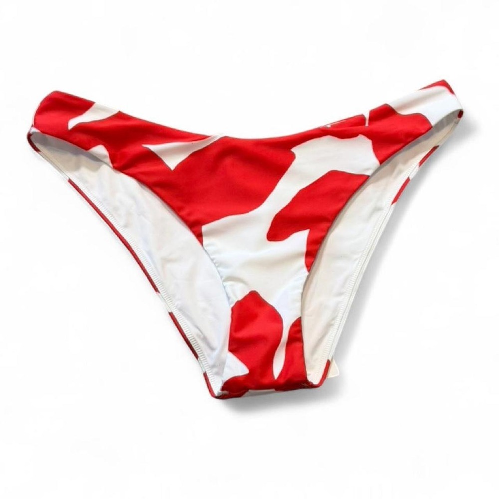 Milly Cabana Margot Grand Foliage Red &‎ White Bikini Bottoms, Size L
